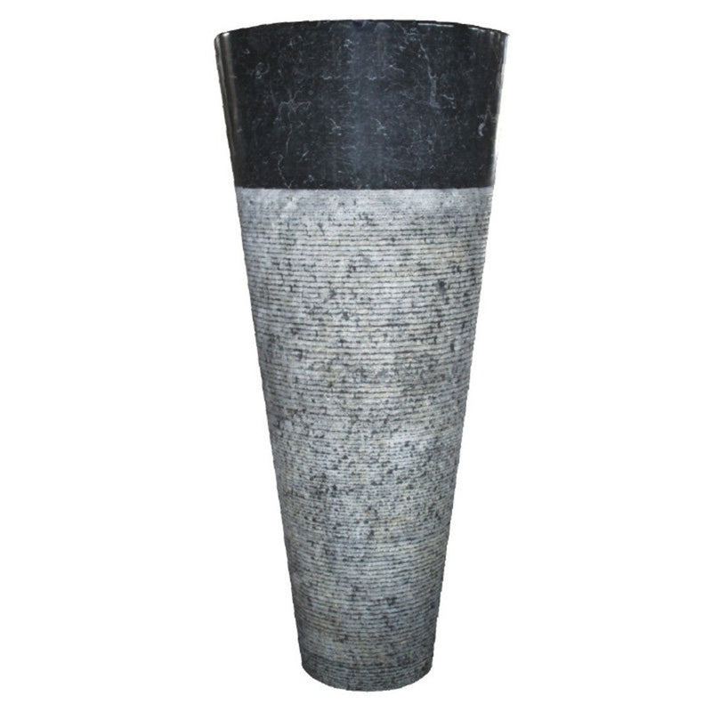 Natural Stone Black Marble Pedestal Conical Shaped Sink (D)16" (H)36" by GobekDesign