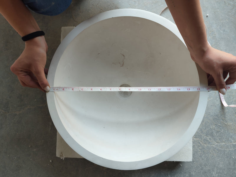 Natural Stone Round Classic Limestone Vessel Sink (D)17" (H)8" by GobekDesign