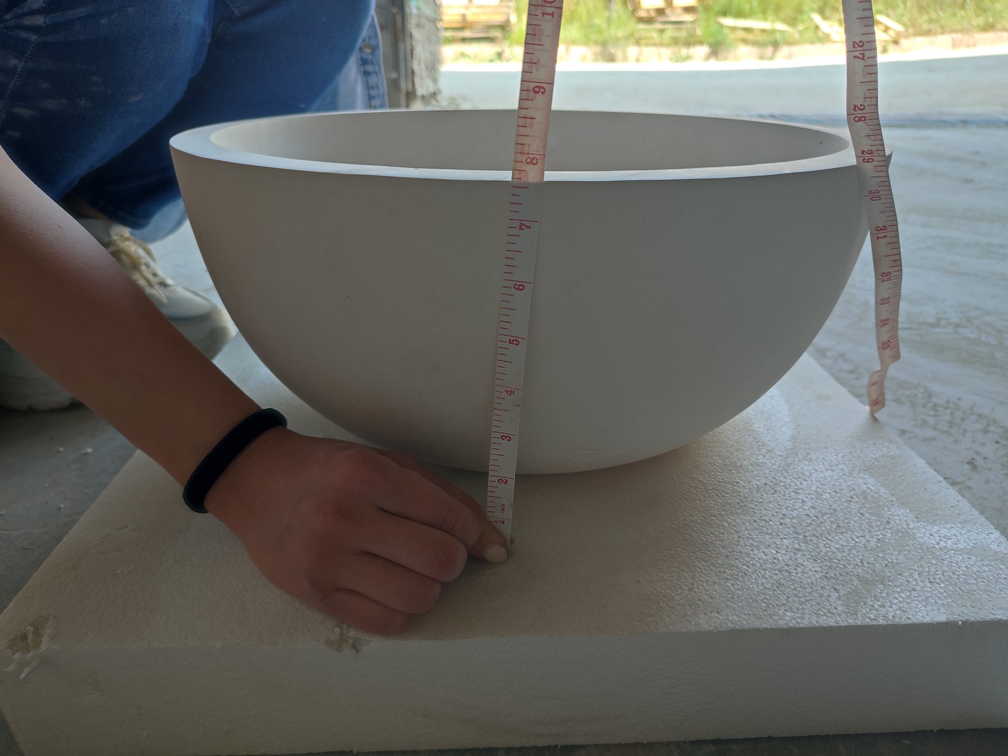Natural Stone Round Classic Limestone Vessel Sink (D)17" (H)8" by GobekDesign