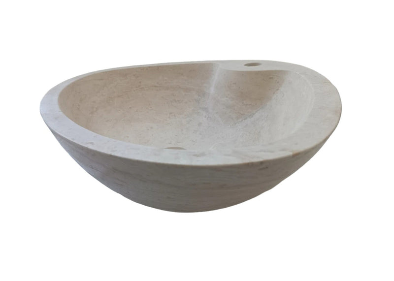 Natural Stone Light Travertine Special Shape Vessel Sink Honed and Filled (W)23,6" (L)17,7" (H)5.9" by GobekDesign
