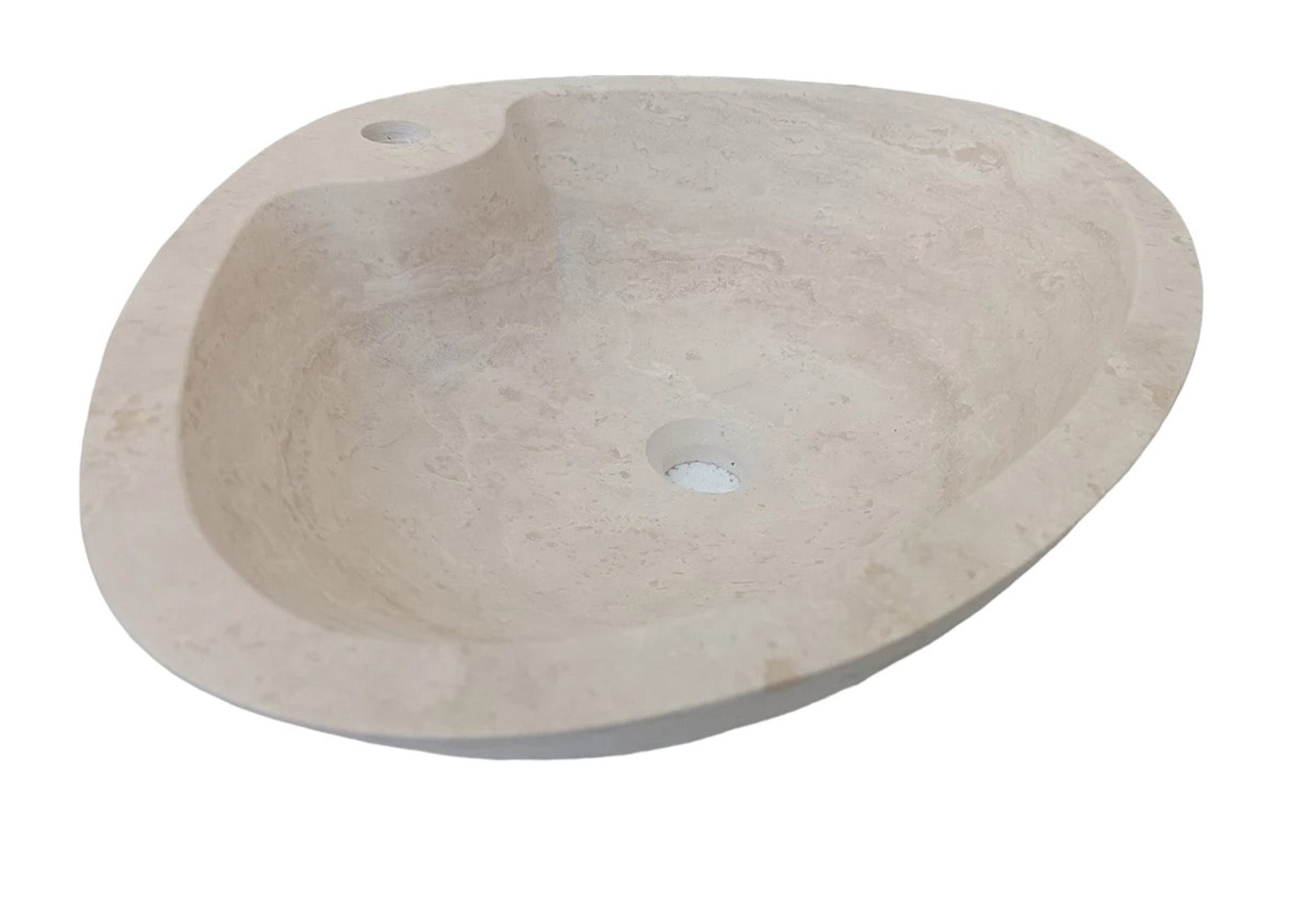 Natural Stone Light Travertine Special Shape Vessel Sink Honed and Filled (W)23,6" (L)17,7" (H)5.9" by GobekDesign