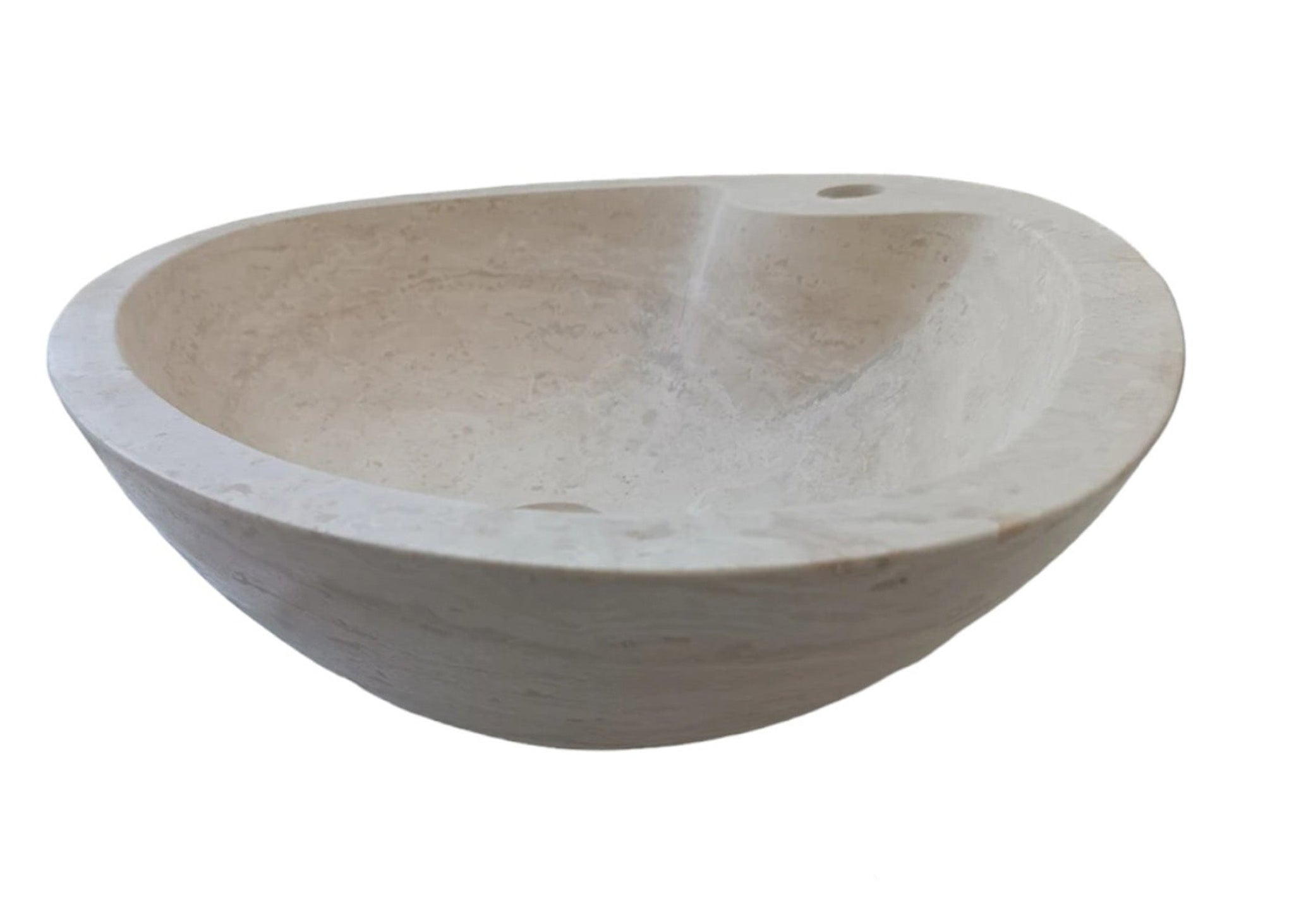 Natural Stone Light Travertine Special Shape Vessel Sink Honed and Filled (W)23,6" (L)17,7" (H)5.9" by GobekDesign