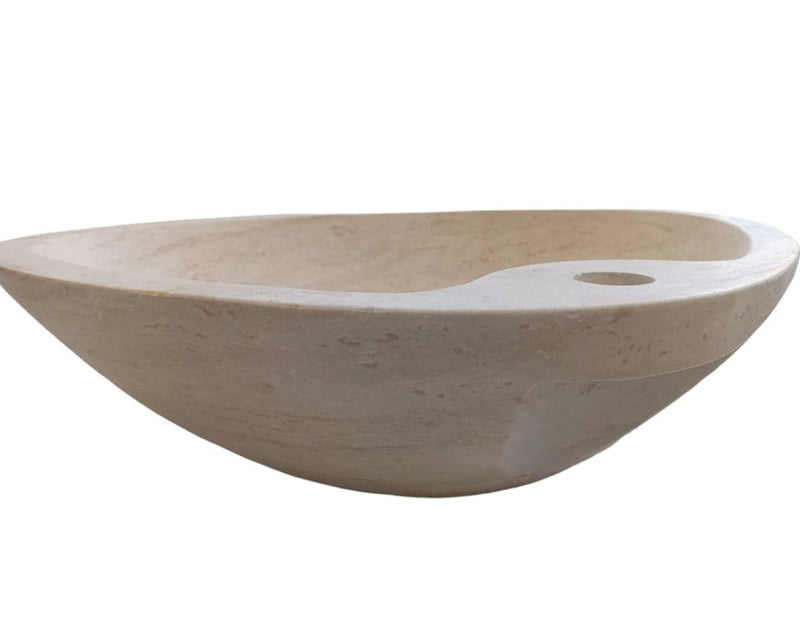 Natural Stone Light Travertine Special Shape Vessel Sink Honed and Filled (W)23,6" (L)17,7" (H)5.9" by GobekDesign