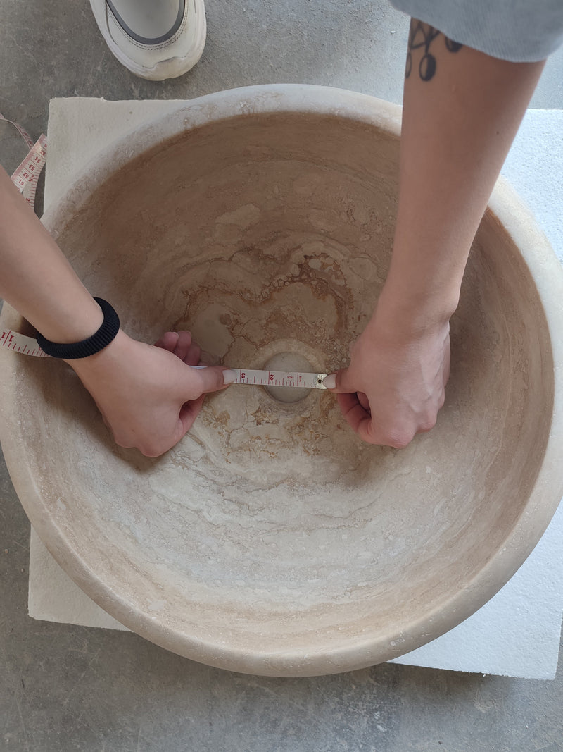 Natural Stone Light Travertine Vessel Sink (D)16" (H)6" by GobekDesign
