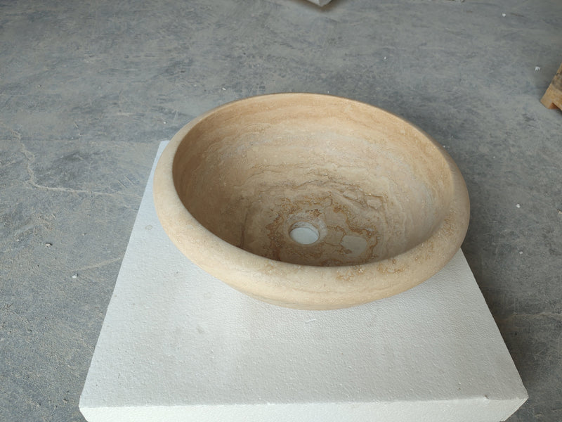 Natural Stone Light Travertine Vessel Sink (D)16" (H)6" by GobekDesign