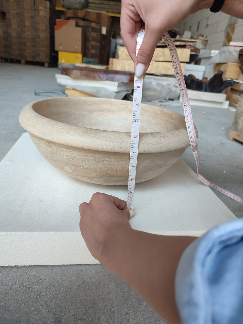 Natural Stone Light Travertine Vessel Sink (D)16" (H)6" by GobekDesign