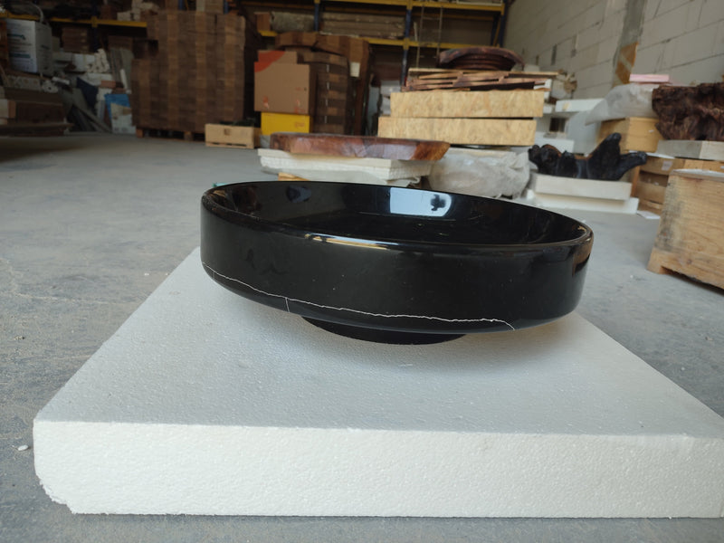 Natural Stone Toros Black Marble Above Counter Vessel Sink Polished (D)16" (H)5" by GobekDesign