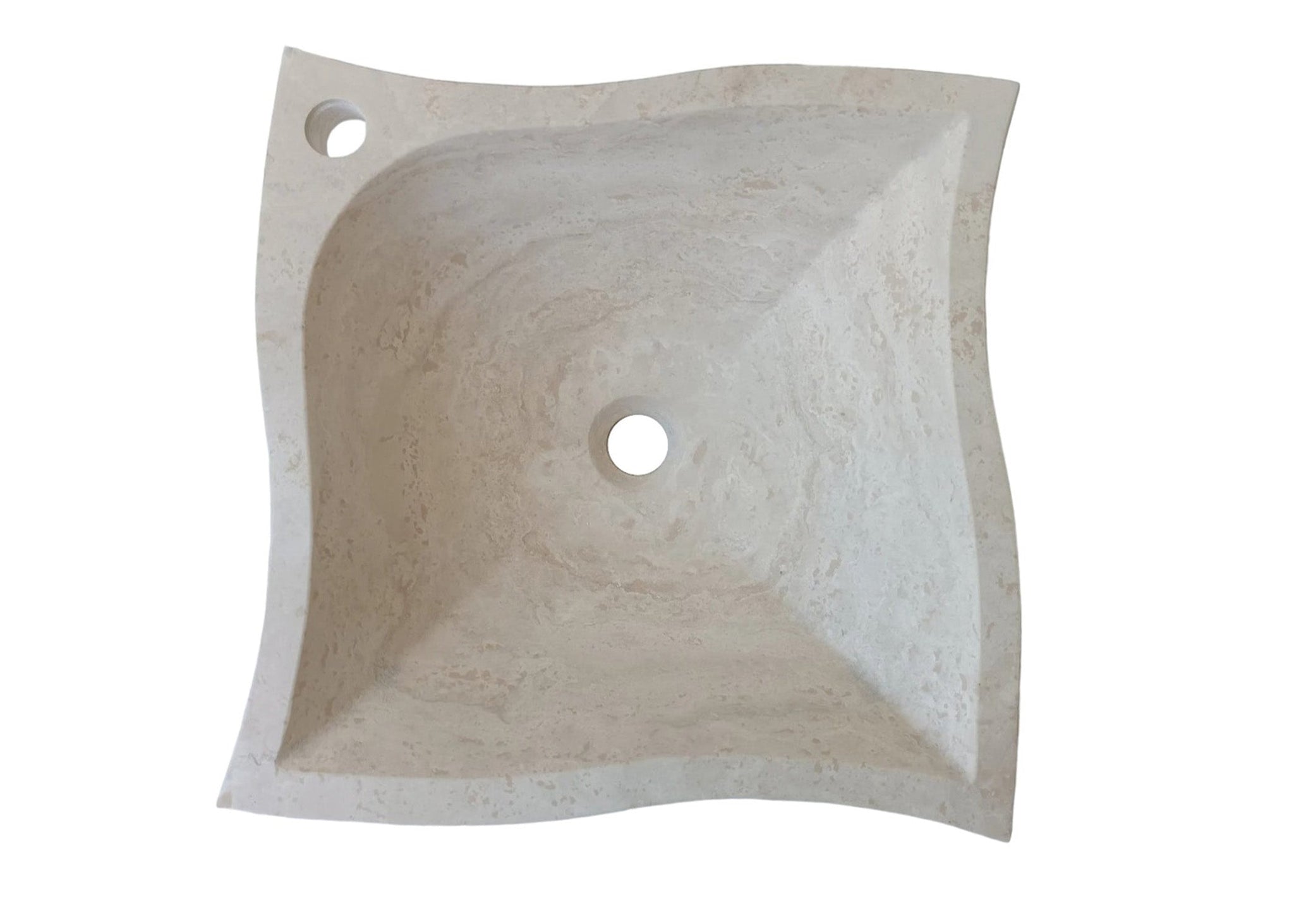 Natural Stone Travertine Unique Modern Special Design Vessel Sink (W)17.7" (L)17.7" (H)5.9" by GobekDesign