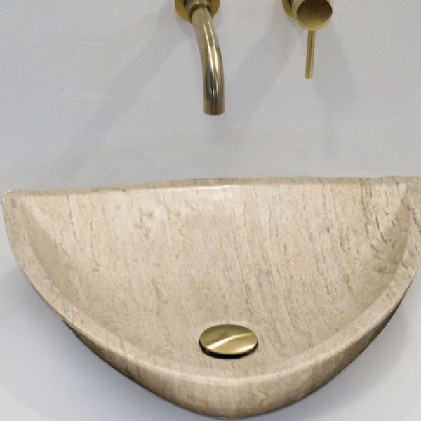 Natural Light Travertine Vein-cut Vessel Sink Polished 16x16x6
