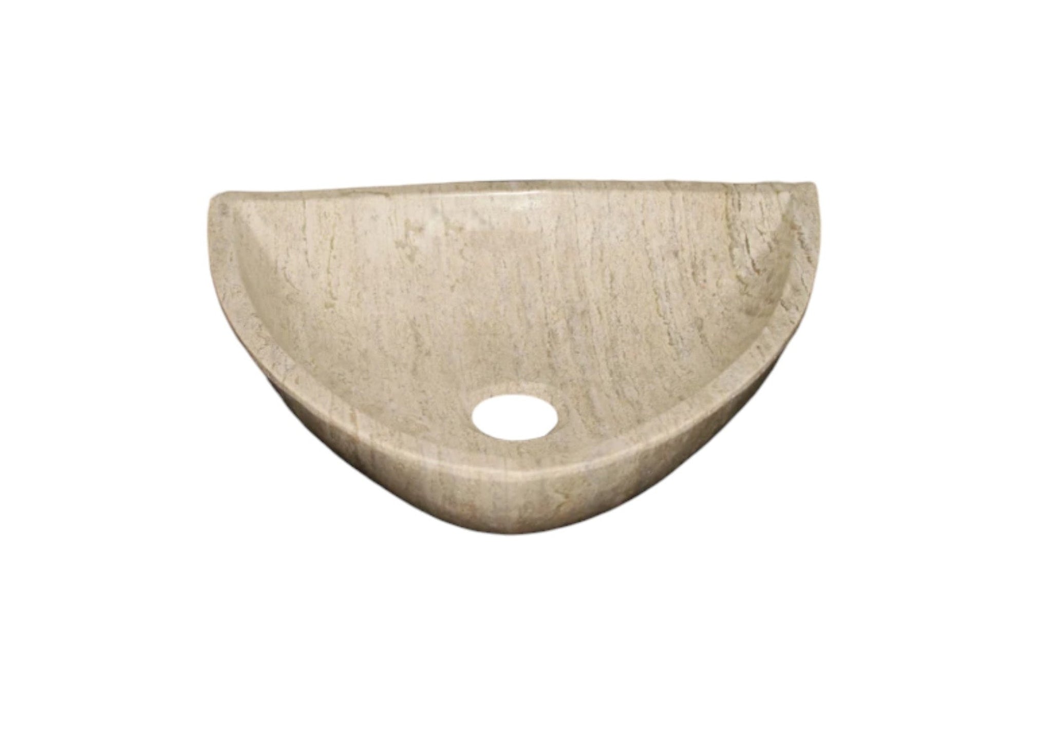 Natural Stone Light Travertine Vein-cut Special Design Vessel Sink Polished (W)16" (L)16" (H)6" by GobekDesign