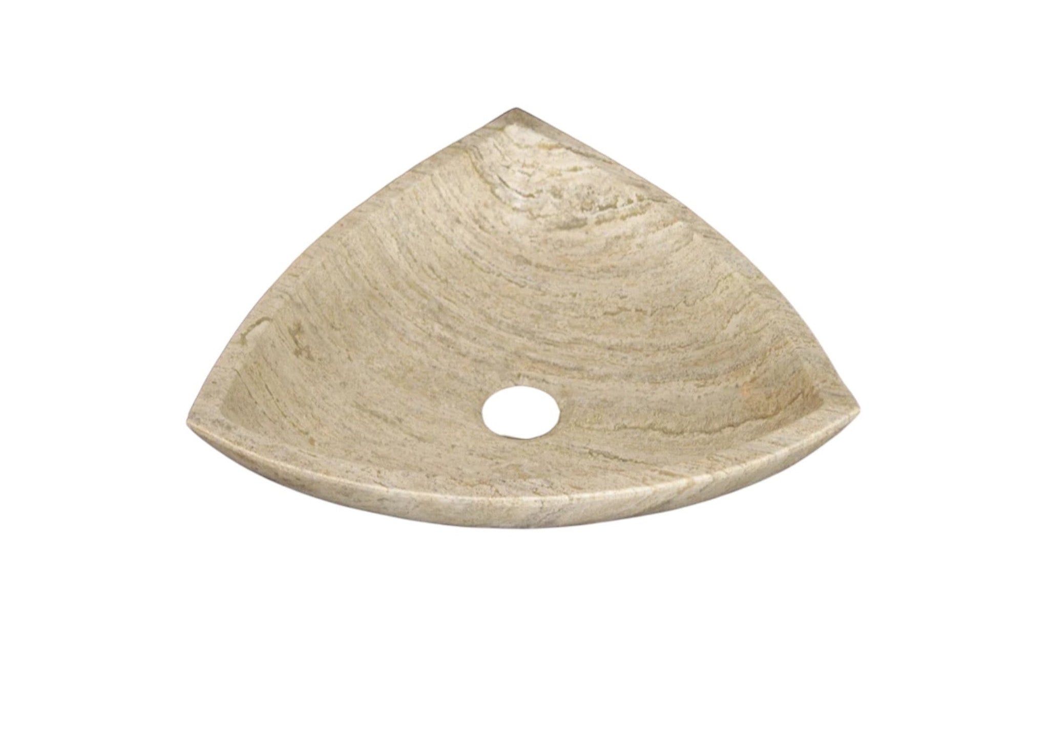 Natural Stone Light Travertine Vein-cut Special Design Vessel Sink Polished (W)16" (L)16" (H)6" by GobekDesign