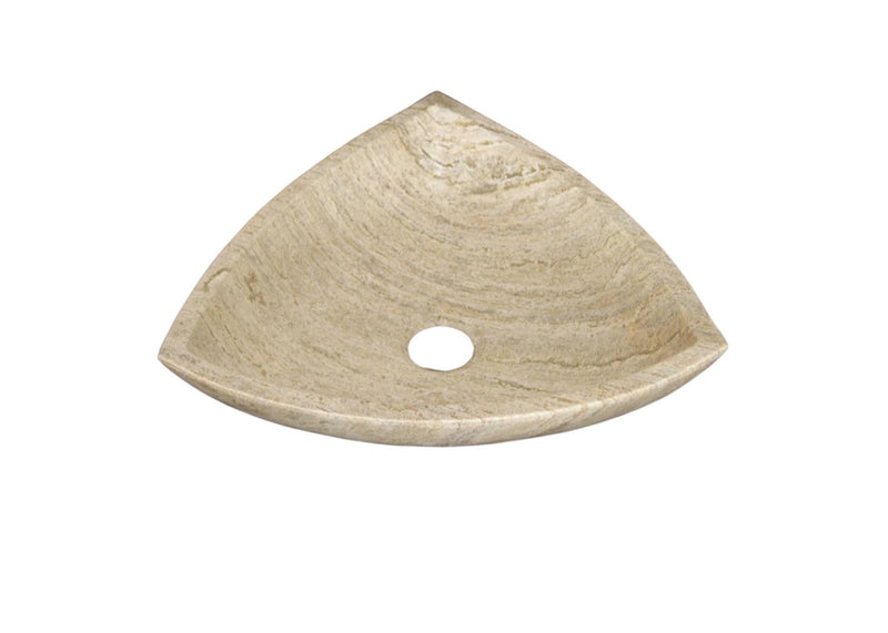 Natural Stone Light Travertine Vein-cut Special Design Vessel Sink Polished (W)16" (L)16" (H)6" by GobekDesign