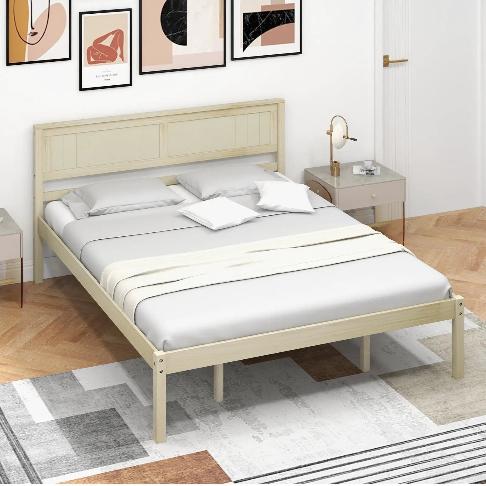 Twin/Full/Queen Size Wooden Bed Frame with Headboard and Slat Support by DirectDeals