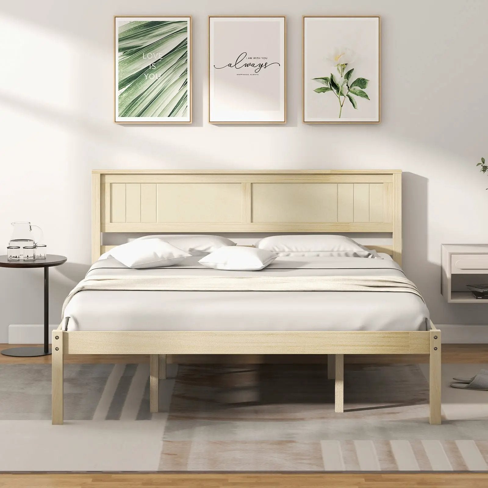 Twin/Full/Queen Size Wooden Bed Frame with Headboard and Slat Support by DirectDeals