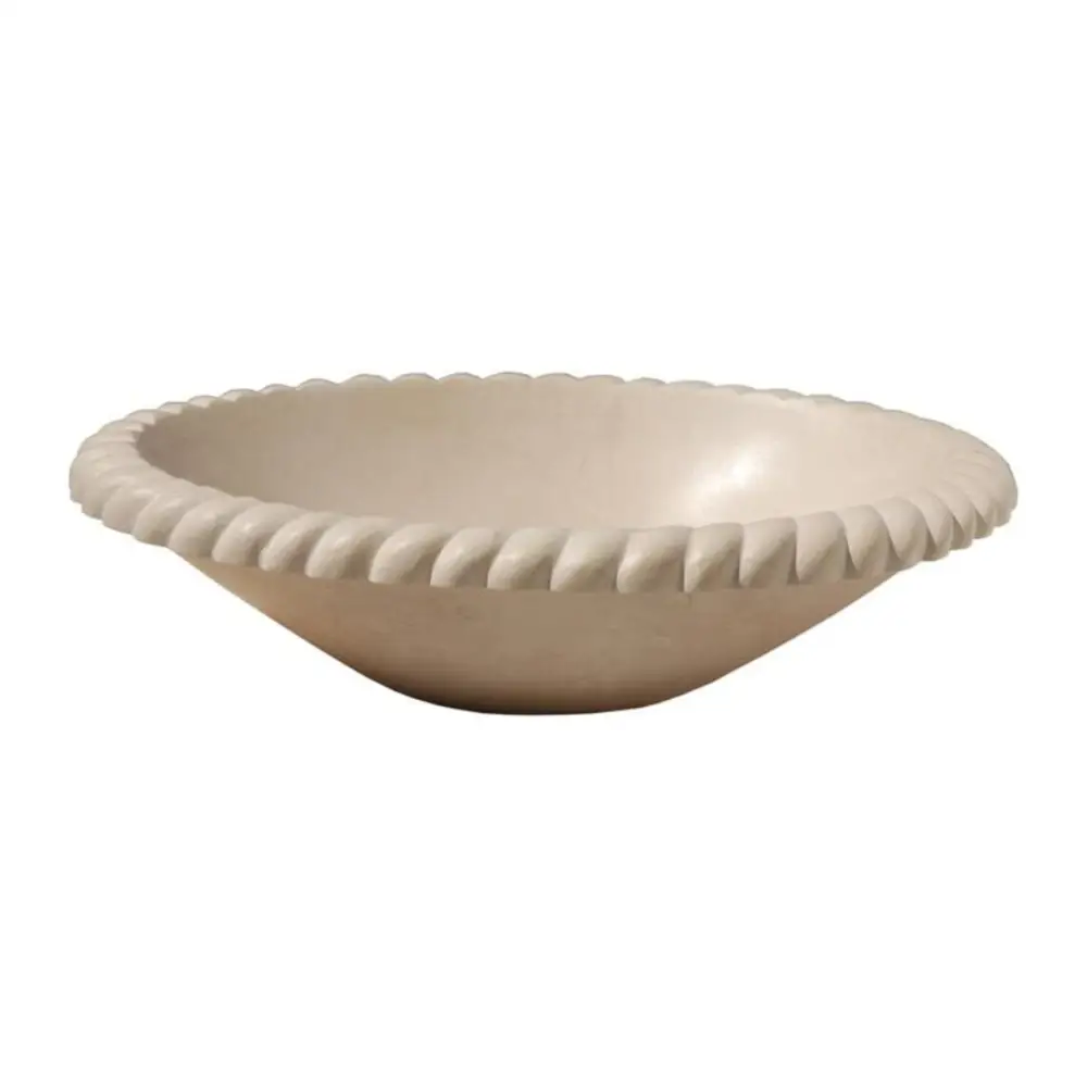 Natural Stone Champagne Limestone Vessel Sink - 22x18x6 Inch by GobekDesign