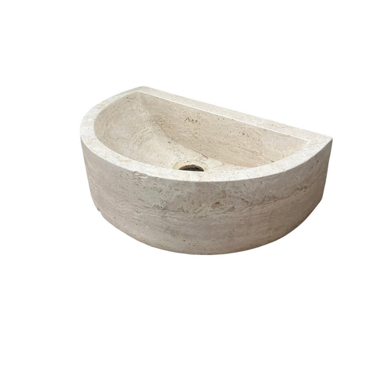 Natural Stone Deep Half Light Travertine Special Design Vessel Sink Honed and Filled (W)10" (L)16.3" (H)4.5" by GobekDesign