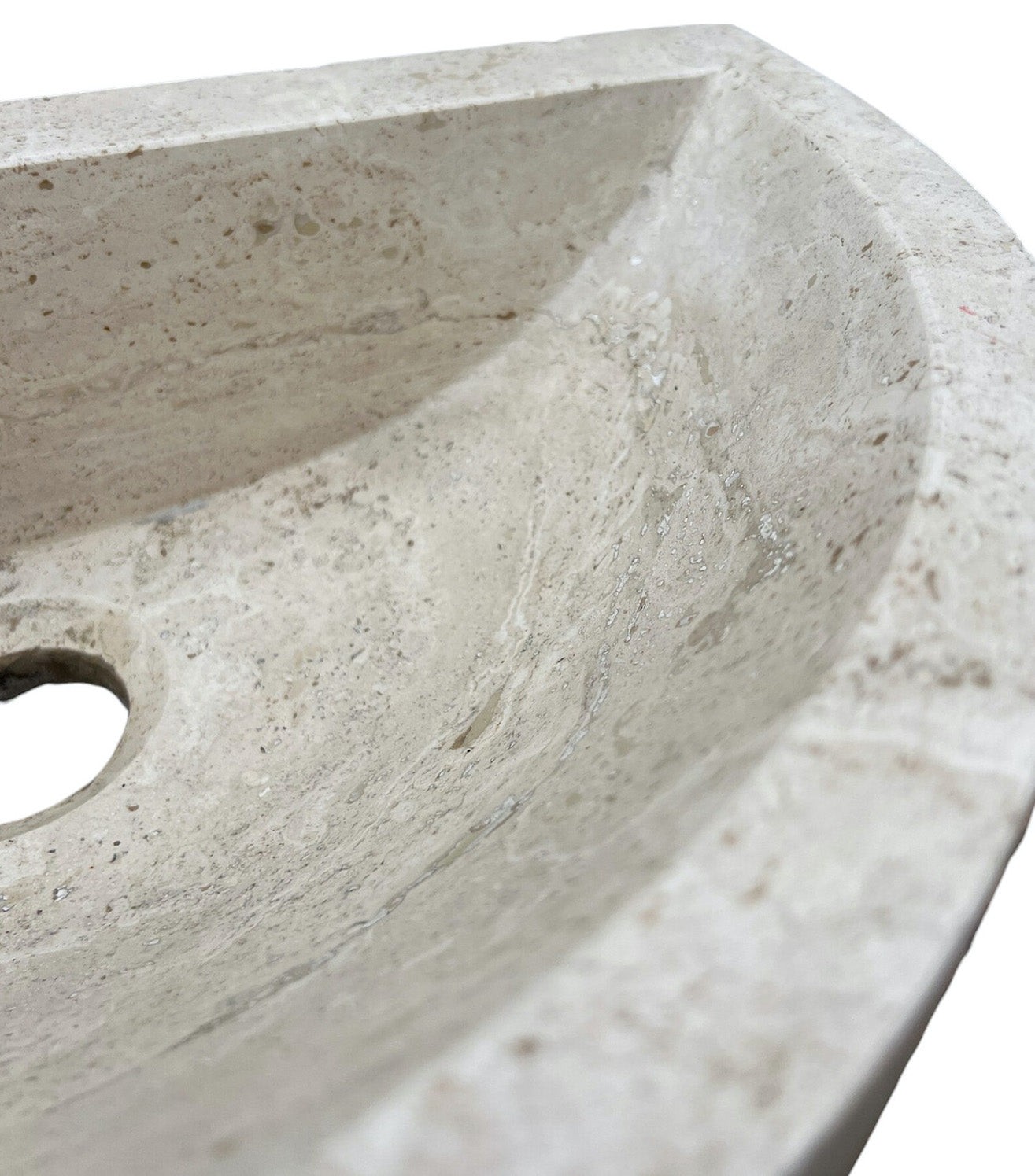 Natural Stone Deep Half Light Travertine Special Design Vessel Sink Honed and Filled (W)10" (L)16.3" (H)4.5" by GobekDesign