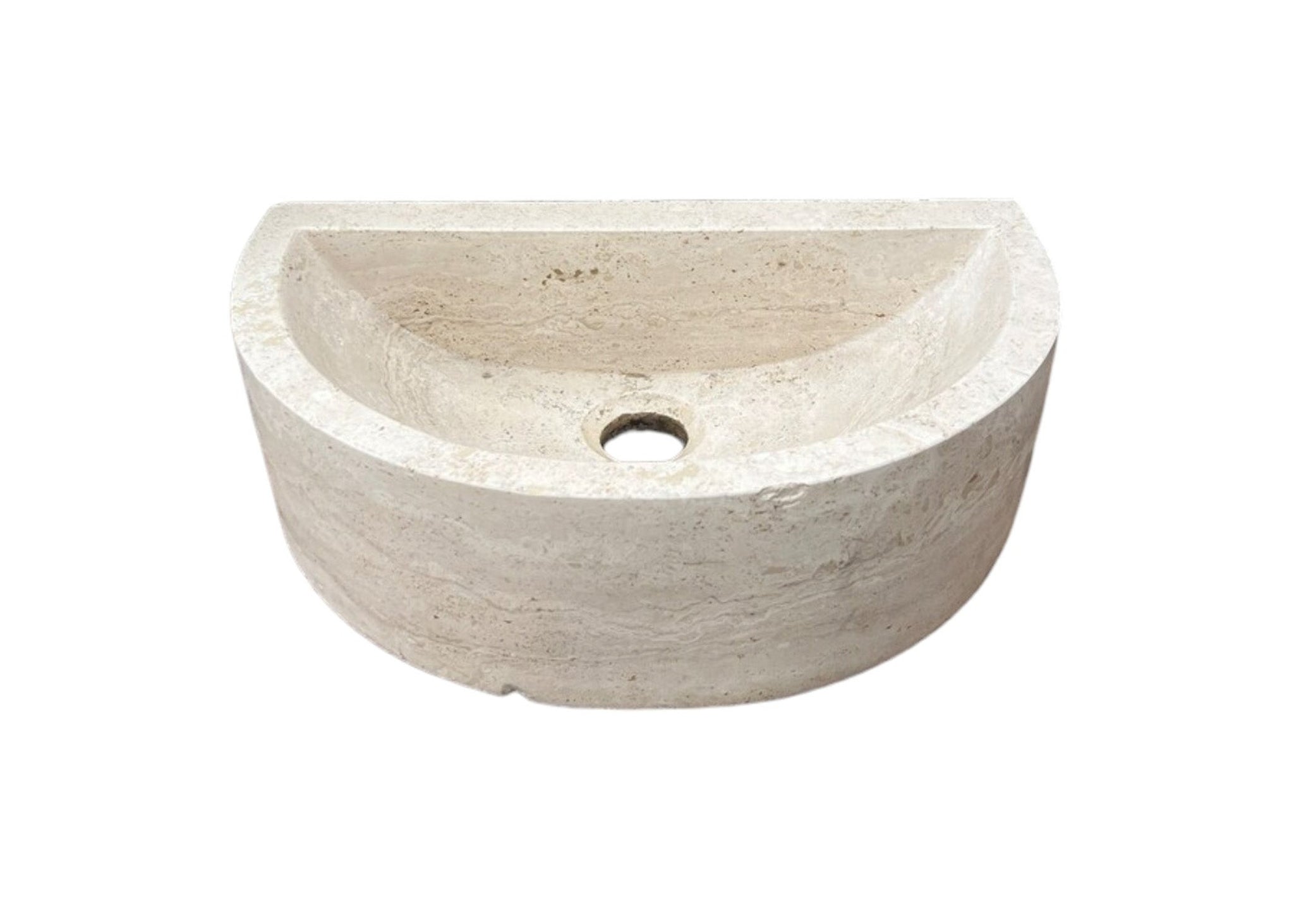 Natural Stone Deep Half Light Travertine Special Design Vessel Sink Honed and Filled (W)10" (L)16.3" (H)4.5" by GobekDesign