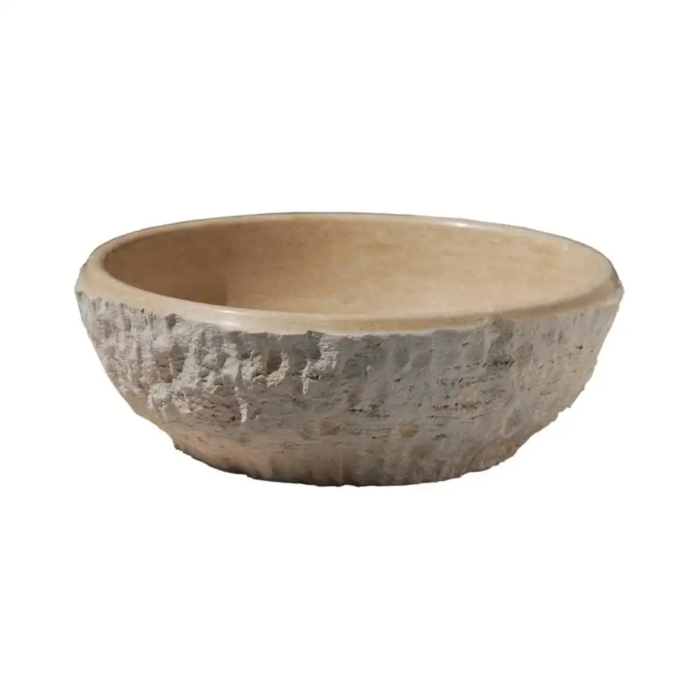 Natural Travertine Vessel Sink 16 Inch Dragon Split Face Handcrafted by GobekDesign