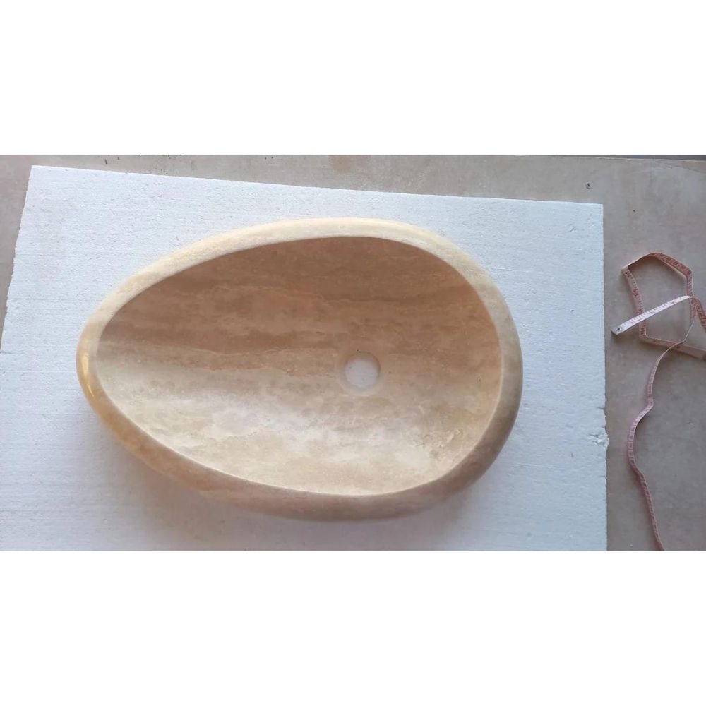 Natural Stone Drop Shape Travertine Sink (W)14" (L)20" (H)4.7" by GobekDesign