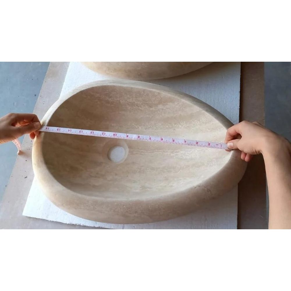 Natural Stone Drop Shape Travertine Sink (W)14" (L)20" (H)4.7" by GobekDesign