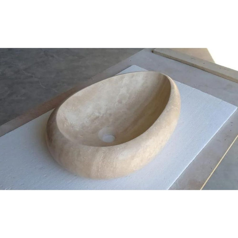 Natural Stone Drop Shape Travertine Sink (W)14" (L)20" (H)4.7" by GobekDesign