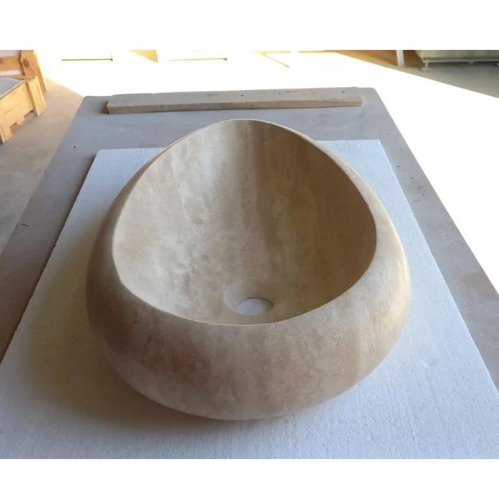 Natural Stone Drop Shape Travertine Sink (W)14" (L)20" (H)4.7" by GobekDesign