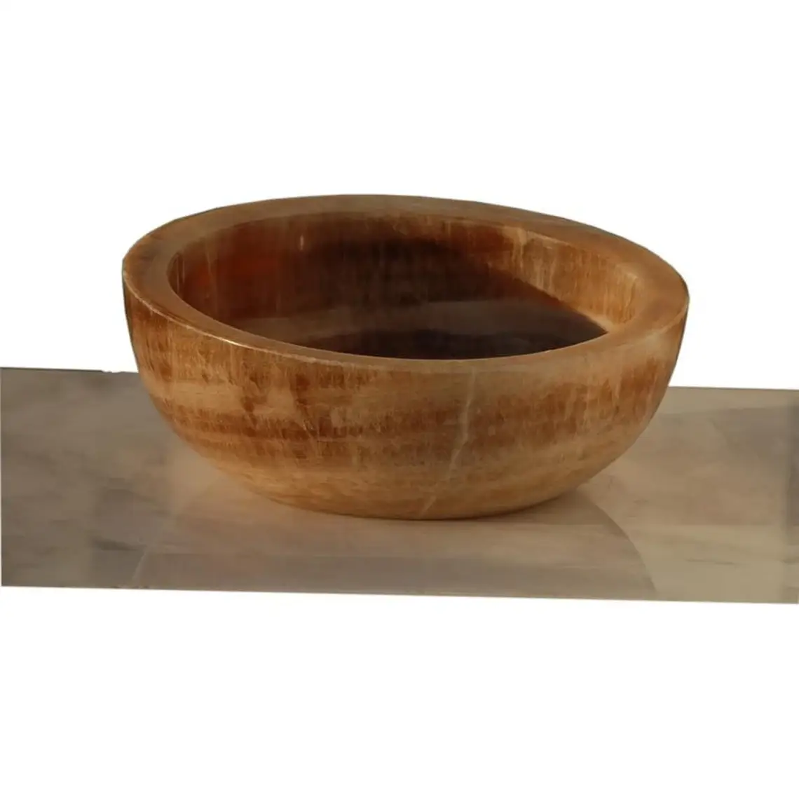 Natural Stone Honey Onyx Vessel Sink Handcrafted 16 Inch Diameter x 7 Inch Height by GobekDesign