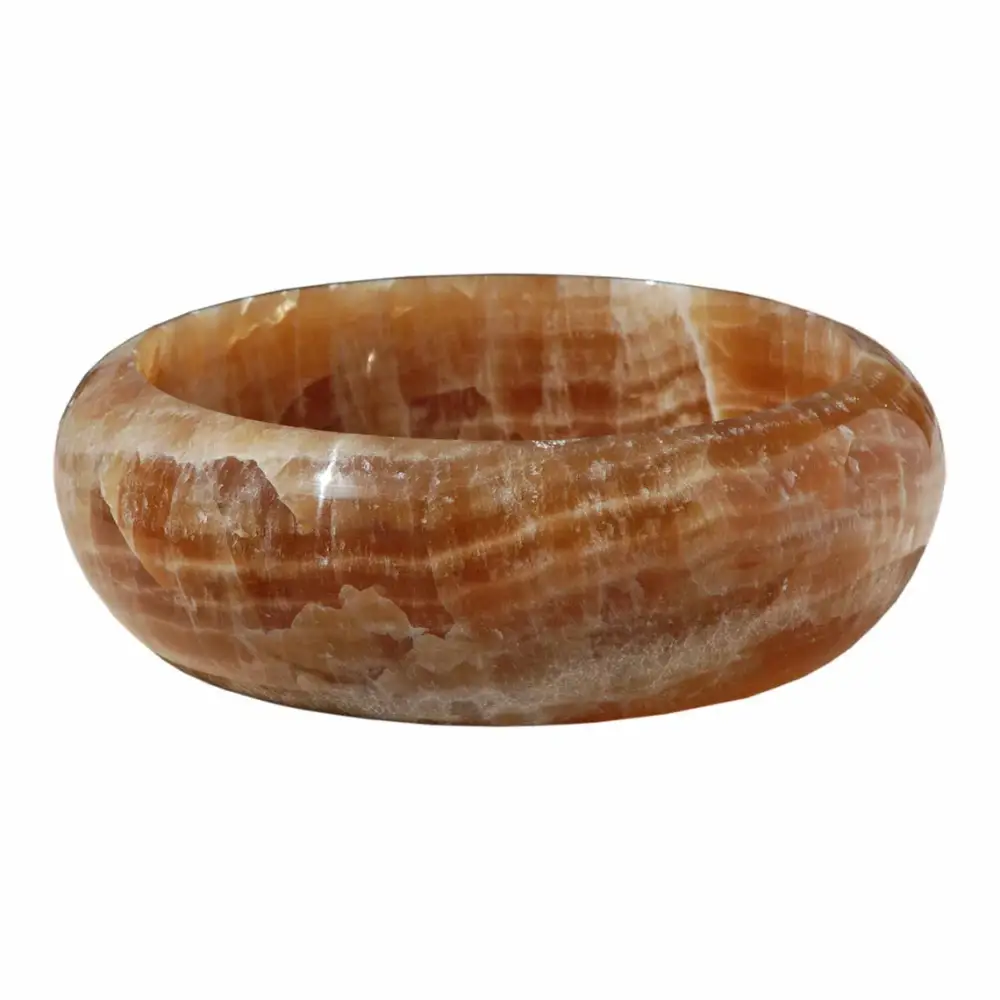 Honey Onyx Premium Natural Stone Round Vessel Sink 16 Inch Diameter 6 Inch Height by GobekDesign