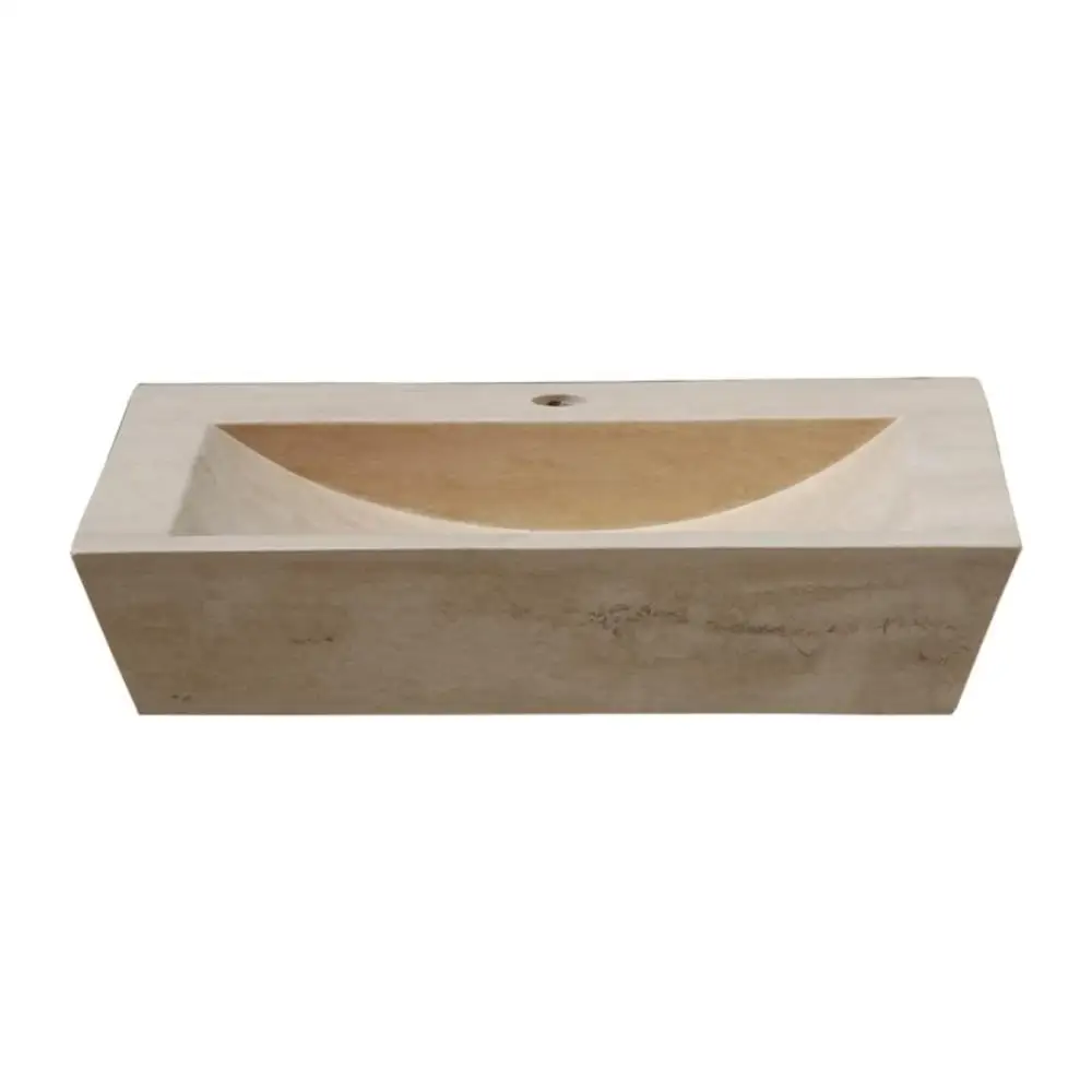 Light Travertine Natural Stone Handcrafted Farmhouse Sink 20x16x4 by GobekDesign