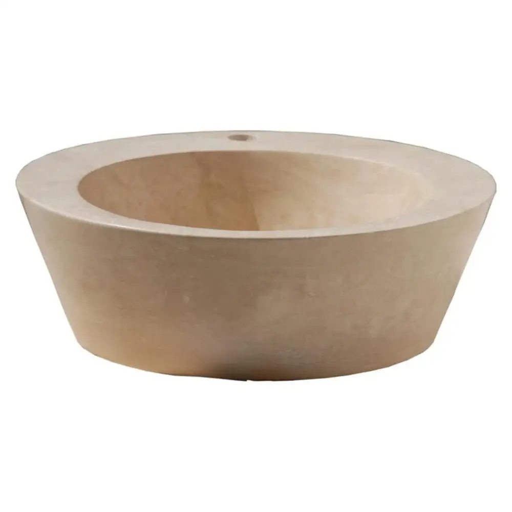Travertine Natural Stone Round Vessel Sink 16 Inch Diameter 6 Inch Height by GobekDesign
