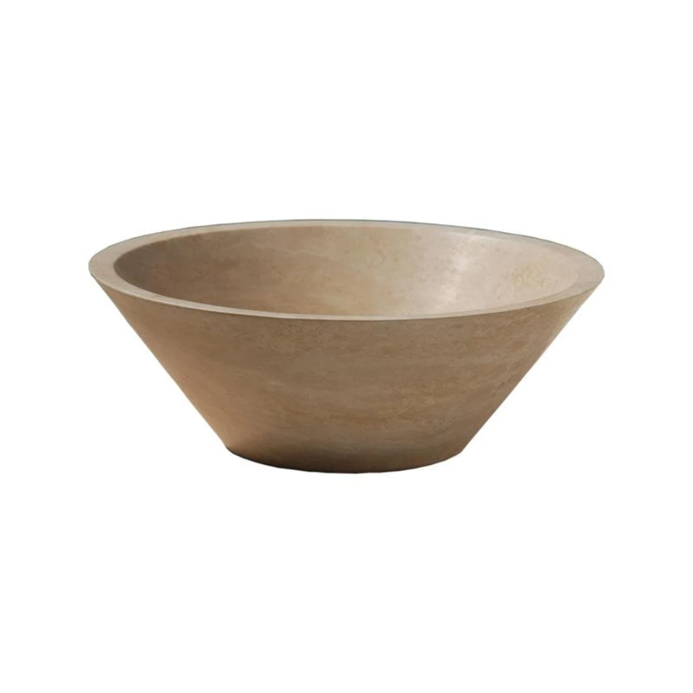 Light Travertine Vessel Sink Tapered Natural Stone Handcrafted 16x6 by GobekDesign