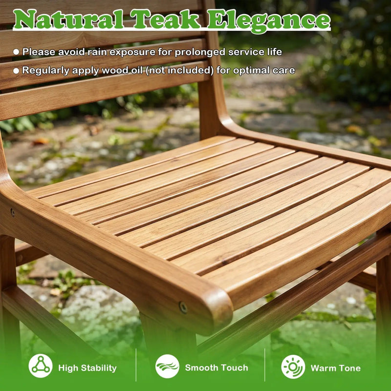 Teak Wood Patio Dining Chair with Slanted Back by DirectDeals