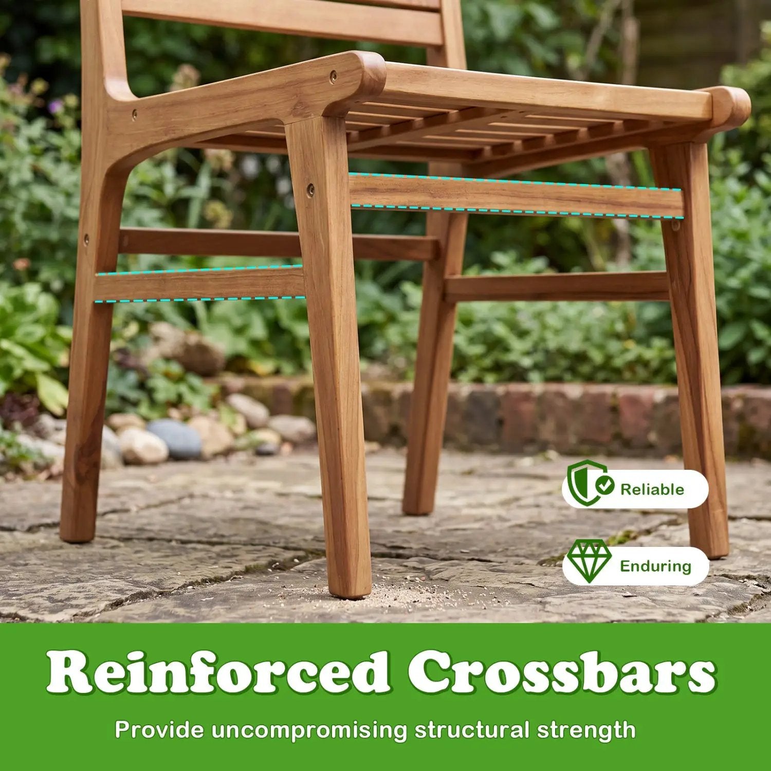 Teak Wood Patio Dining Chair with Slanted Back by DirectDeals