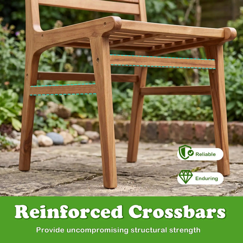 Teak Wood Patio Dining Chair with Slanted Back by DirectDeals