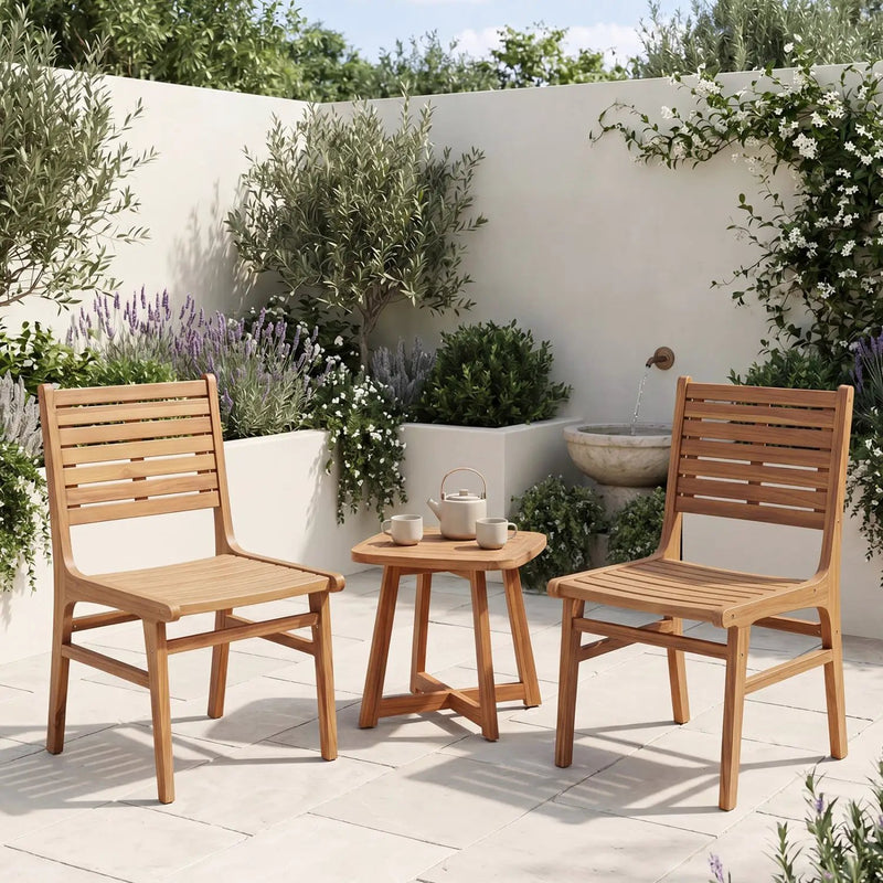 Teak Wood Patio Dining Chair with Slanted Back by DirectDeals