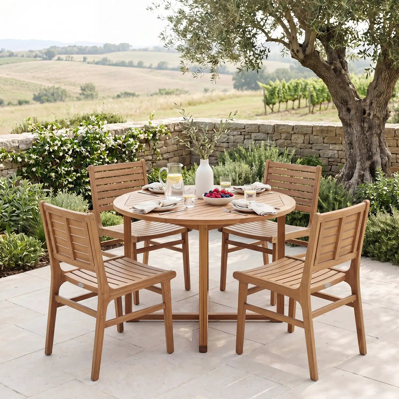 Teak Wood Patio Dining Chair with Slanted Back by DirectDeals