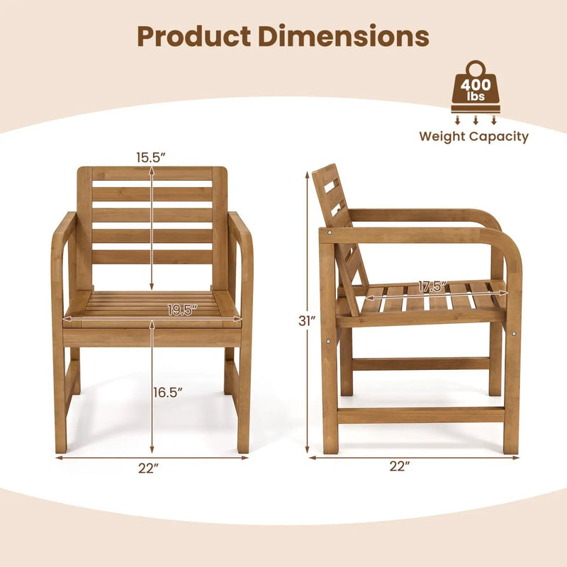 Teak Wood Patio Armchair with Slanted Back by DirectDeals