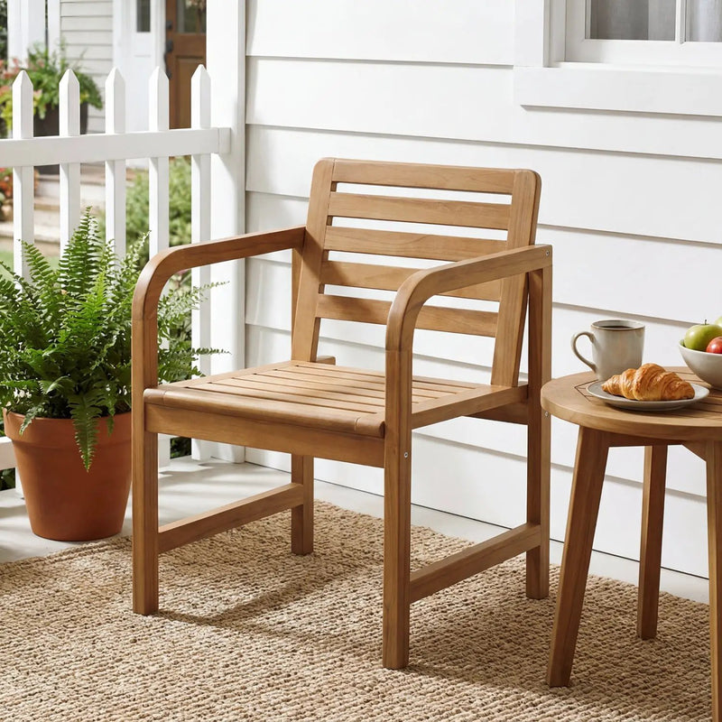 Teak Wood Patio Armchair with Slanted Back by DirectDeals