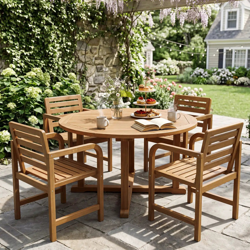 Teak Wood Patio Armchair with Slanted Back by DirectDeals