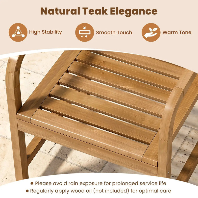 Teak Wood Patio Armchair with Slanted Back by DirectDeals