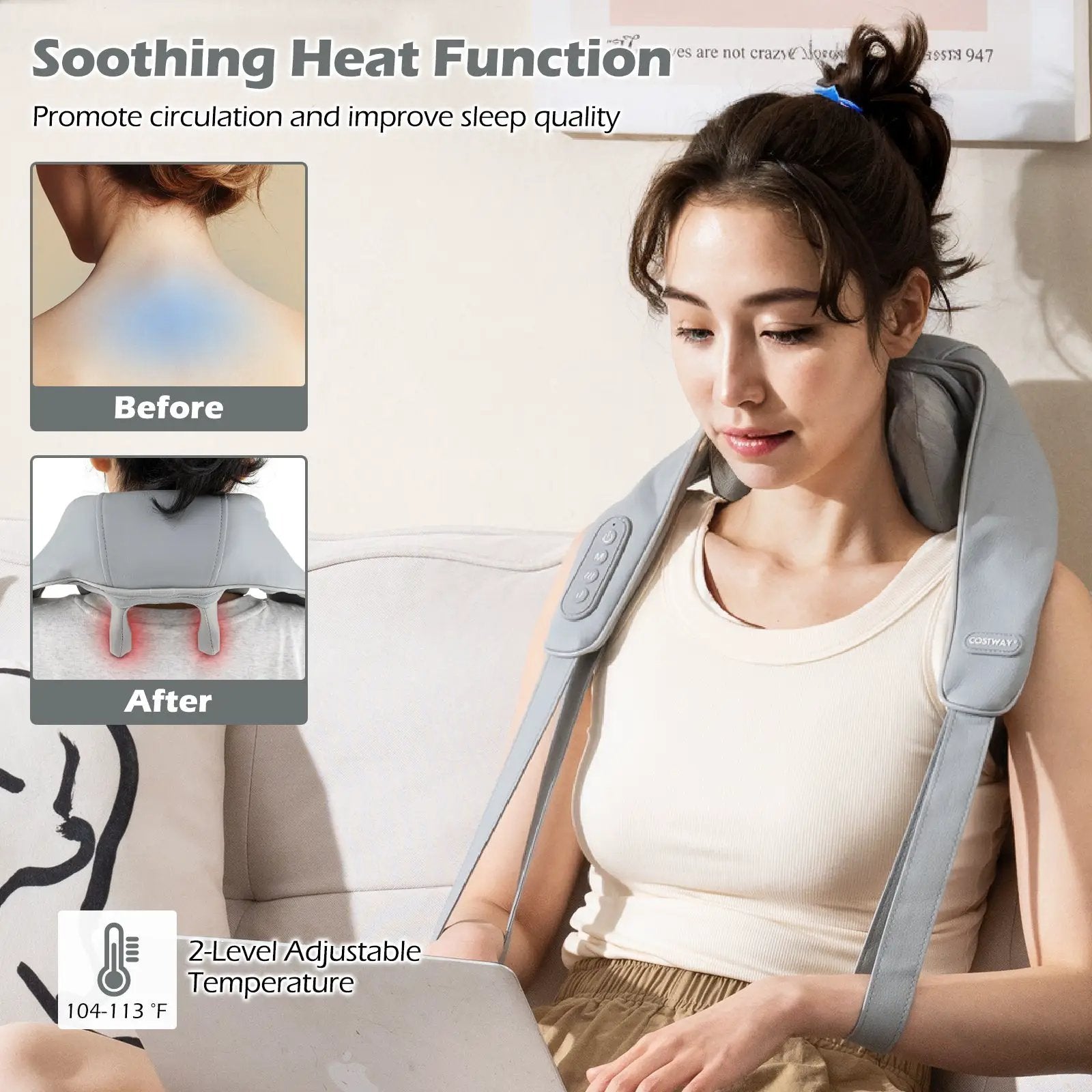 Neck Shoulder Massager 4D Deep Tissue Kneading Shiatsu Massage Machine by DirectDeals