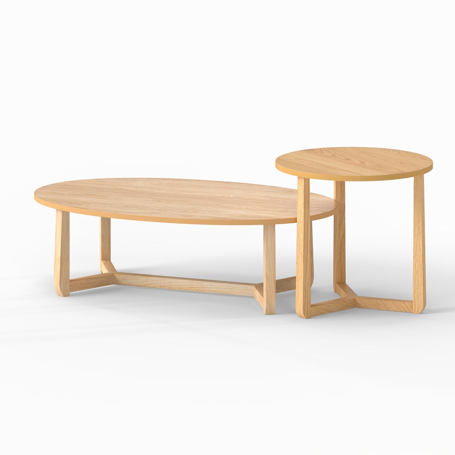 Nesting Coffee Table Set of 2 with Wood Veneered Top and Solid Rubber Wood Legs by DirectDeals