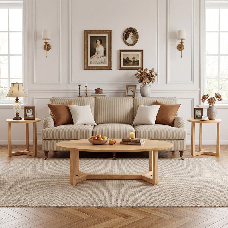 Nesting Coffee Table Set of 3 with Wood Veneered Top and Solid Rubber Wood Legs for Living Room by DirectDeals