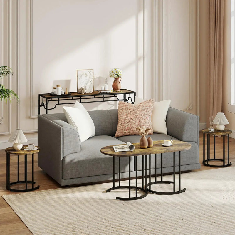 Nesting Coffee Table Set of 3 with Faux Marble Top by DirectDeals