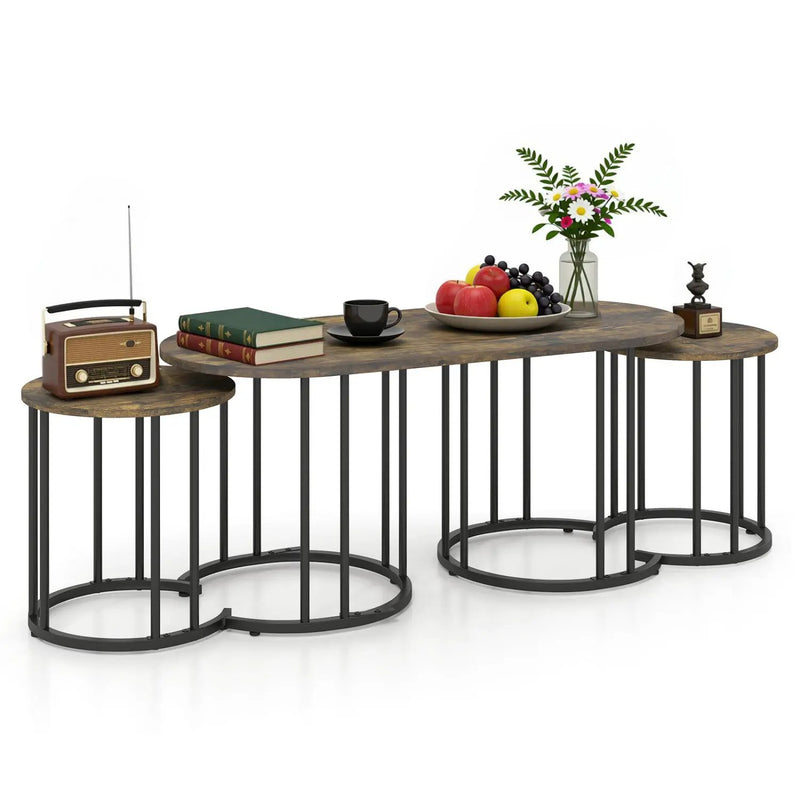Nesting Coffee Table Set of 3 with Faux Marble Top by DirectDeals