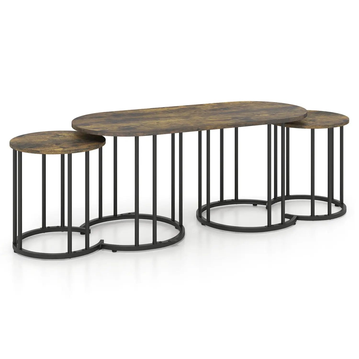 Nesting Coffee Table Set of 3 with Faux Marble Top by DirectDeals