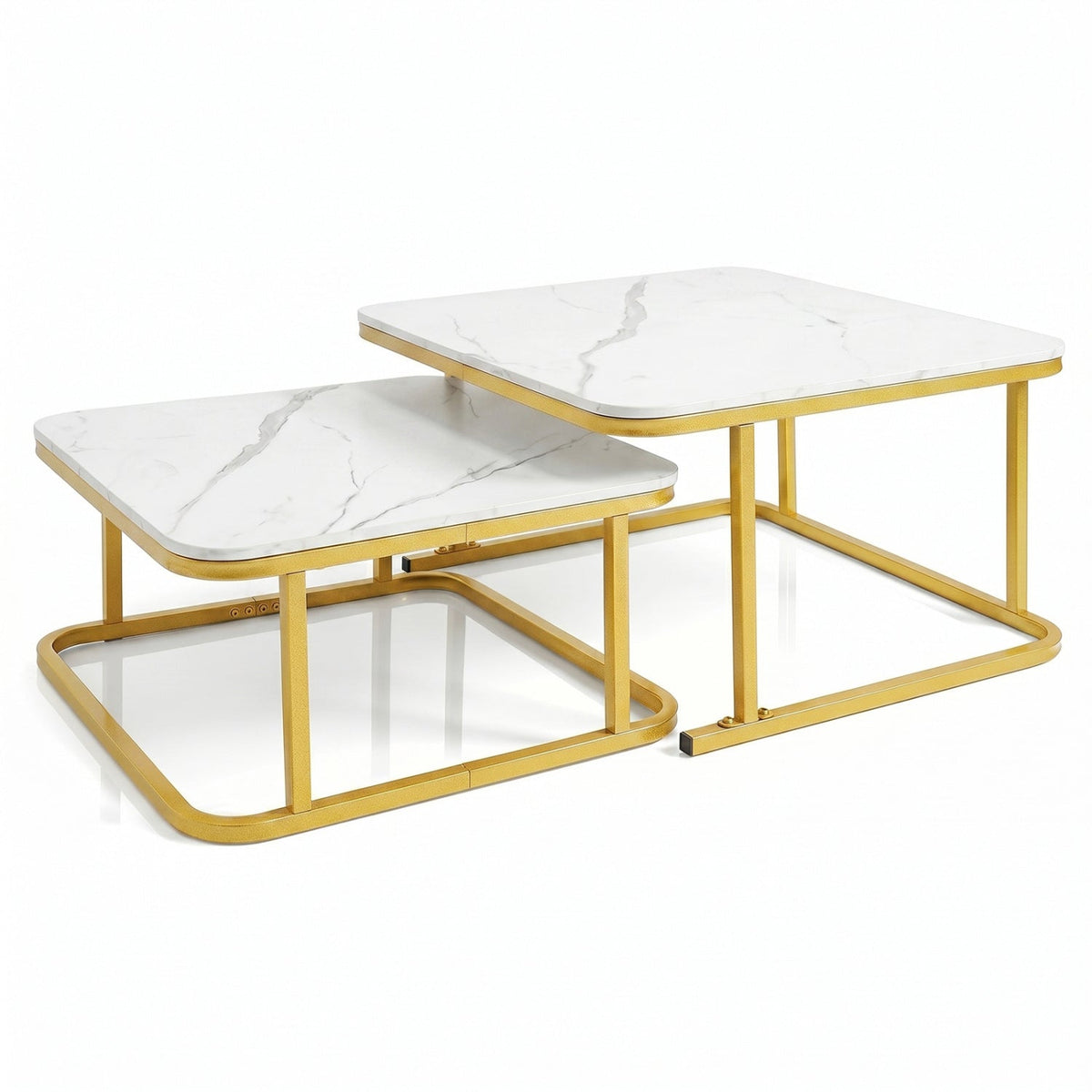 Nesting Coffee Table Set of 2 with Faux Marble Top, photo 11 of 16