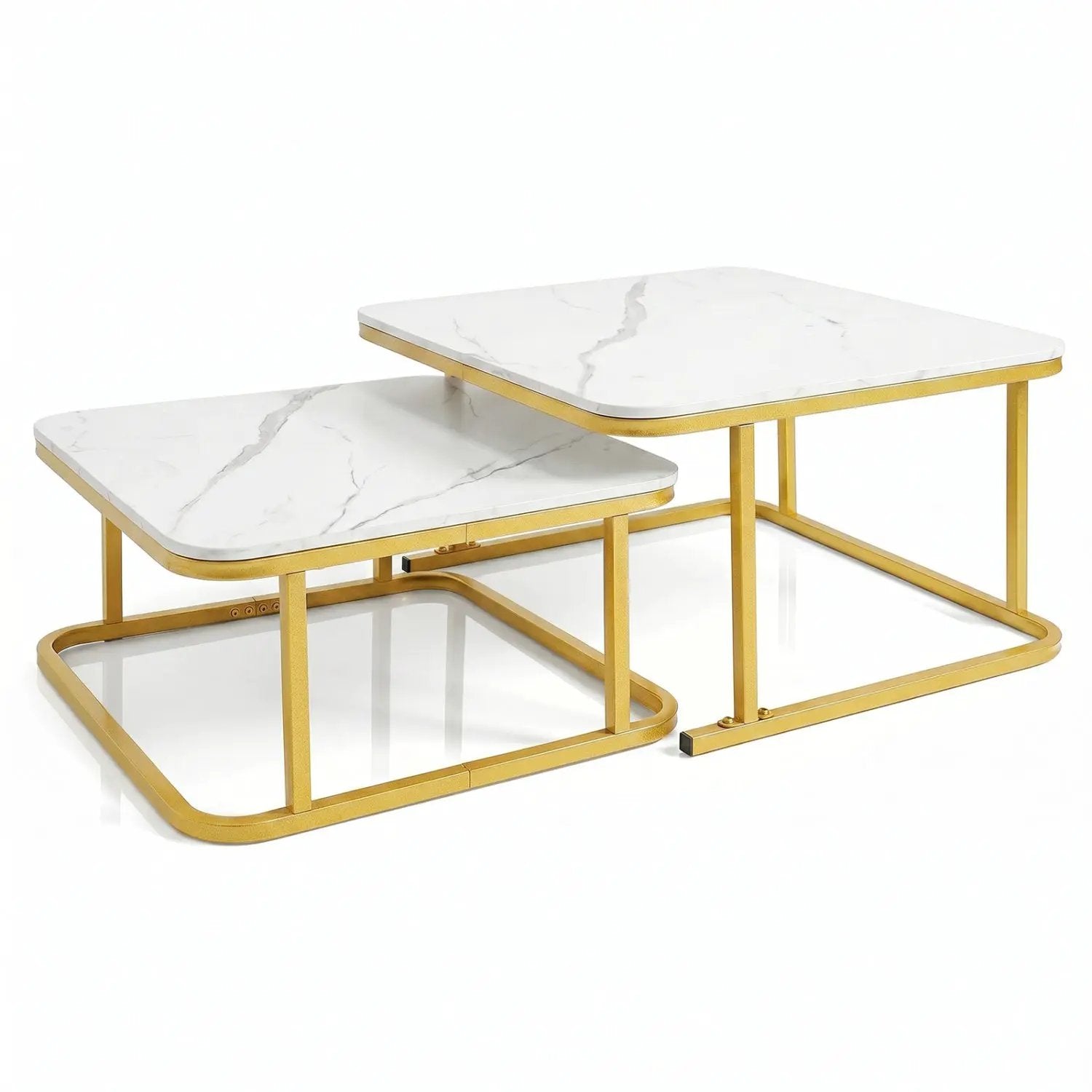 Nesting Coffee Table Set of 2 with Faux Marble Top by DirectDeals