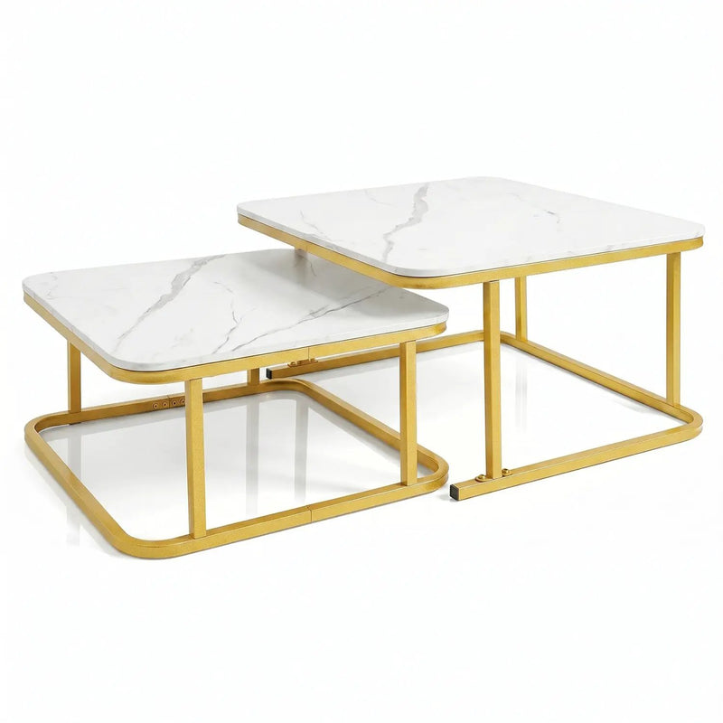 Nesting Coffee Table Set of 2 with Faux Marble Top by DirectDeals